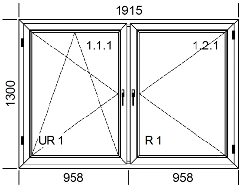 1915 x 1300 mm schema