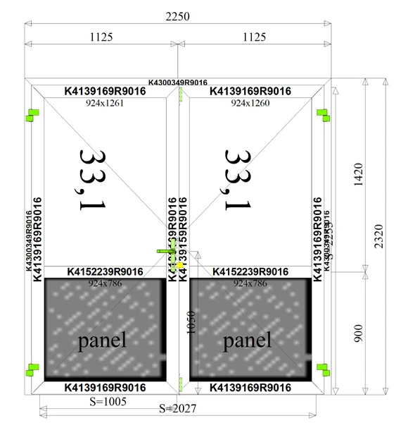 2250 x 2330 mm schema