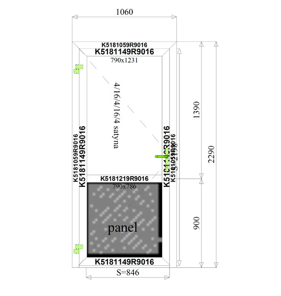 1060 x 2290 mm schema