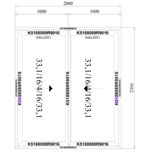 2000 x 2300 mm schema