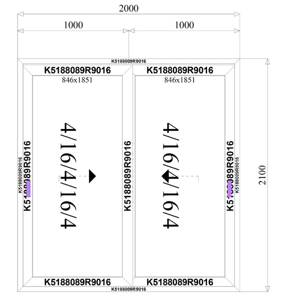 2000 x 2100 mm schema