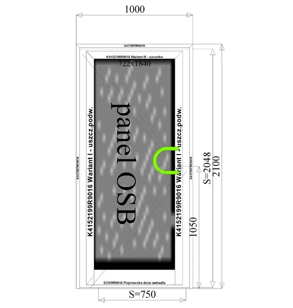 1000 x 2100 mm schema