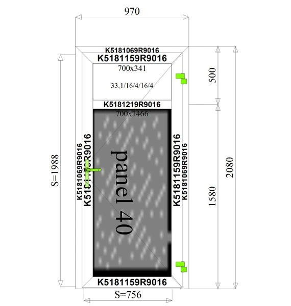 970 x 2080 mm schema
