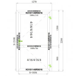 Aluminium Tür 1270 x 2200 mm Profil MB-70 2