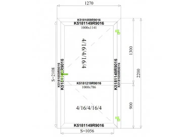 Aluminium Tür 1270 x 2200 mm Profil MB-70