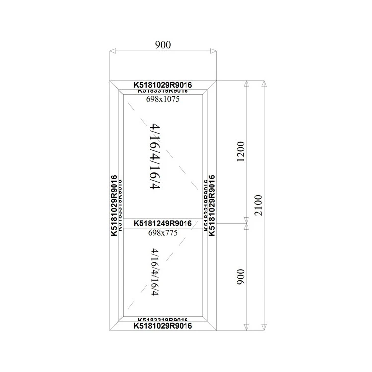 Aluminium Tür 900 x 2100 mm MB70 Aluprof
