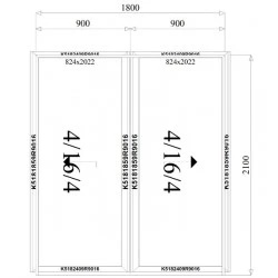 Aluminium Schiebetüren 1800 x 2100 mm MB59S 2