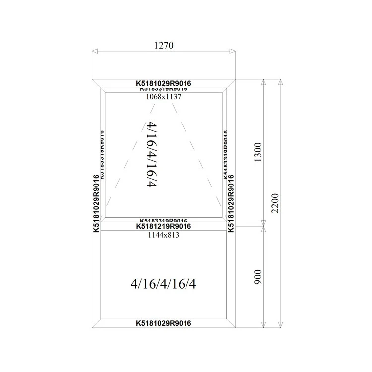 Aluminium Kipp Fenster 1270 x 2200 mm MB 79N