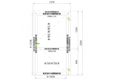Aluminium Tür 1270 x 2200 mm Profil MB70