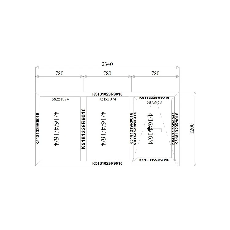 Aluminium Schiebefenster 2340 x 1200 mm MB70