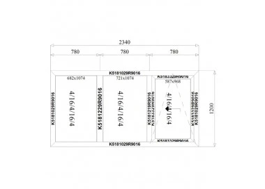 Aluminium Schiebefenster 2340 x 1200 mm MB70