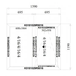 Aluminium Schiebefenster 1390 x 1190 mm MB77HS 2