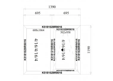 Aluminium Schiebefenster 1390 x 1190 mm MB77HS