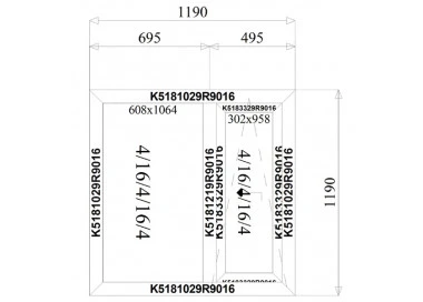 Aluminium Schiebefenster 1190 x 1190 mm MB77HS