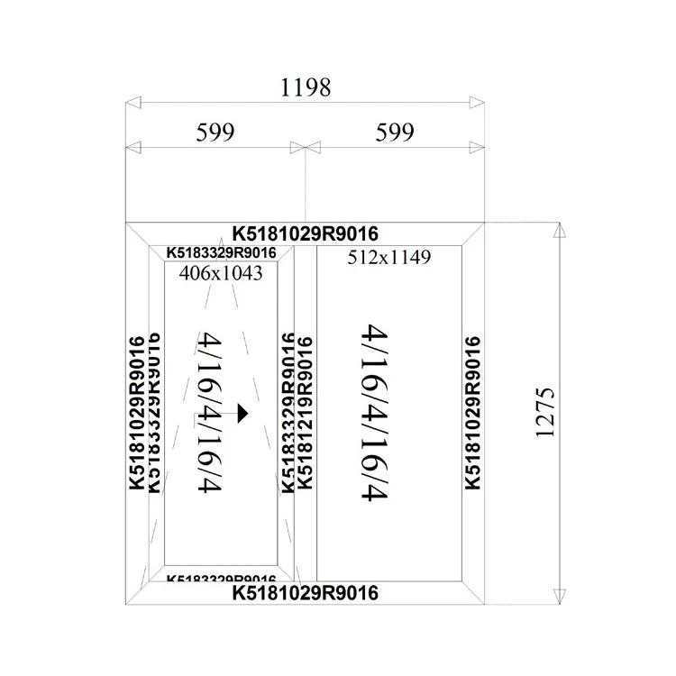 Aluminium Schiebefenster 1198 x 1275 mm MB-77HS