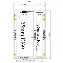 Aluminium Brandschutztüren EI60 1600 x 2400 mm Aluprof MB-78EI 2