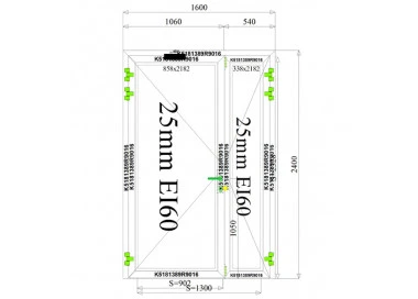 Aluminium Brandschutztüren EI60 1600 x 2400 mm Aluprof MB-78EI