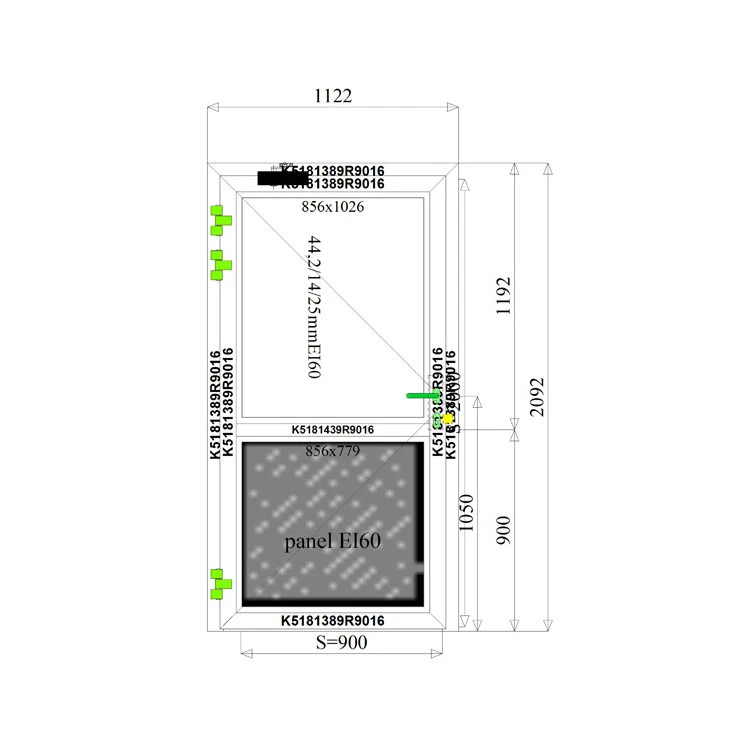 Aluminium Brandschutztüren EI60 1122 x 2092 mm MB-78EI