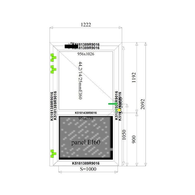 Aluminium Brandschutztüren 1222 x 2092 mm MB-78ei EI60