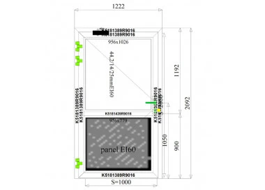 Aluminium Brandschutztüren 1222 x 2092 mm MB-78ei EI60