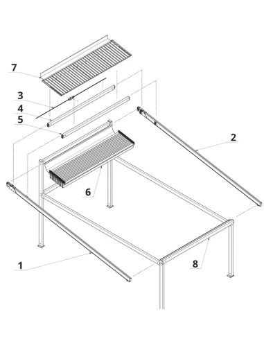 Pergola Solid Wandmontage 3500 x 3500 mm - Stoff-Pergola