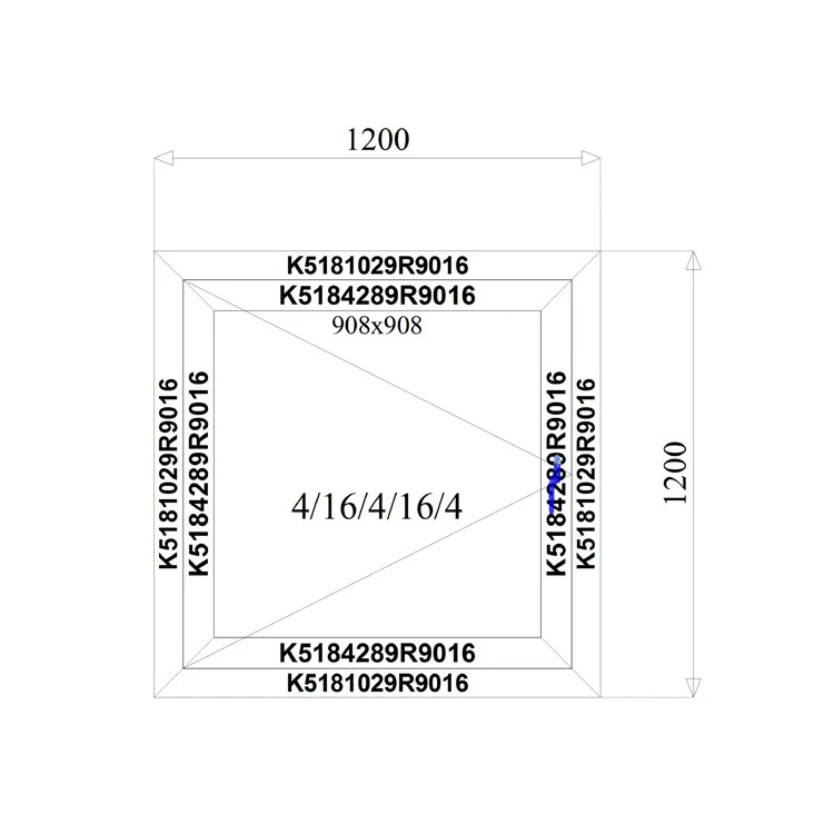 Aluminium Fenster Dreh 1200 x 1200 mm Aluprof MB 79N