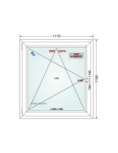 Kunststofffenster PVC Fenster 111 x 119 cm DREH/KIPP Schüco LivIng 82 2