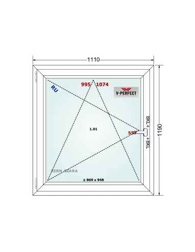 Kunststofffenster PVC Fenster 111 x 119 cm DREH/KIPP Schüco LivIng 82