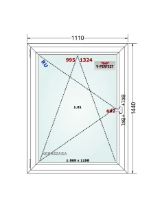Kunststofffenster PVC Fenster 111 x 144 cm DREH/KIPP Schüco LivIng 82 2