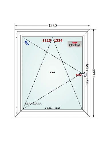 Kunststofffenster PVC Fenster 123 x 144 cm DREH/KIPP Schüco LivIng 82