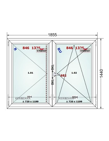 Kunststofffenster PVC Fenster 185,5 x 144 cm DREH + DREH/KIPP Schüco LivIng 82