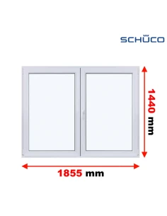 Kunststofffenster PVC Fenster 185,5 x 144 cm DREH + DREH/KIPP Schüco LivIng 82