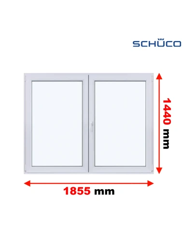 Kunststofffenster PVC Fenster 185,5 x 144 cm DREH + DREH/KIPP Schüco LivIng 82