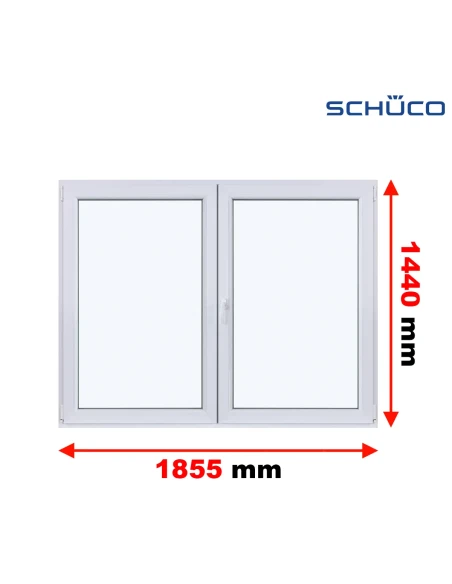 Kunststofffenster PVC Fenster 185,5 x 144 cm DREH + DREH/KIPP Schüco LivIng 82