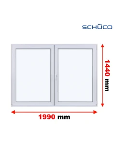 Kunststofffenster PVC Fenster 195 x 144 cm Dreh + Dreh/Kipp Schüco LivIng 82