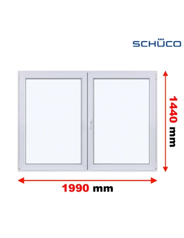 Kunststofffenster PVC Fenster 195 x 144 cm Dreh + Dreh/Kipp Schüco LivIng 82