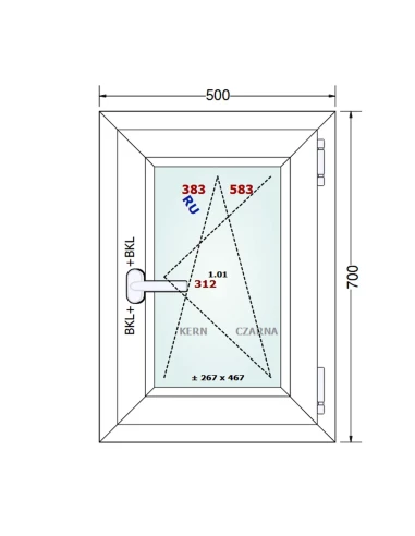 Kunststofffenster PVC Fenster 50x70 cm DREH/KIPP Gealan S 8000
