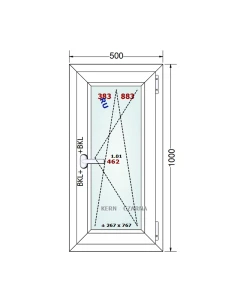 Kunststofffenster PVC Fenster 50x100 cm DREH/KIPP Gealan S 8000 2
