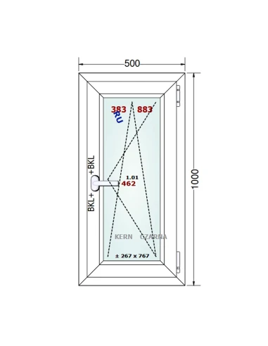 Kunststofffenster PVC Fenster 50x100 cm DREH/KIPP Gealan S 8000