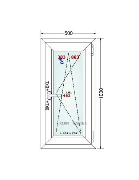 Kunststofffenster PVC Fenster 50x100 cm DREH/KIPP Gealan S 8000