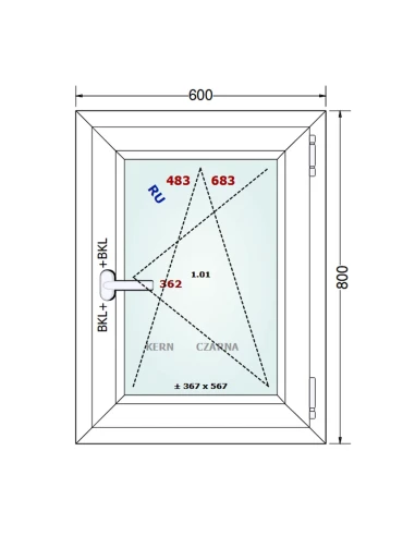 Kunststofffenster PVC Fenster 60x80 cm DREH/KIPP Gealan S 8000