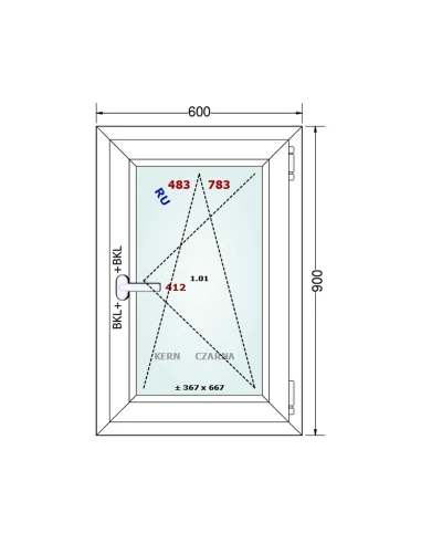 Kunststofffenster PVC Fenster 60x90 cm DREH/KIPP Gealan S 8000