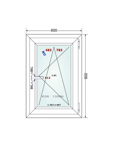 Kunststofffenster PVC Fenster 60x90 cm DREH/KIPP Gealan S 8000