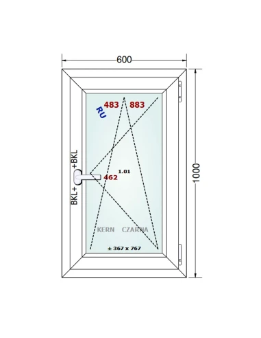 Kunststofffenster PVC Fenster 60x100 cm DREH/KIPP Gealan S 8000