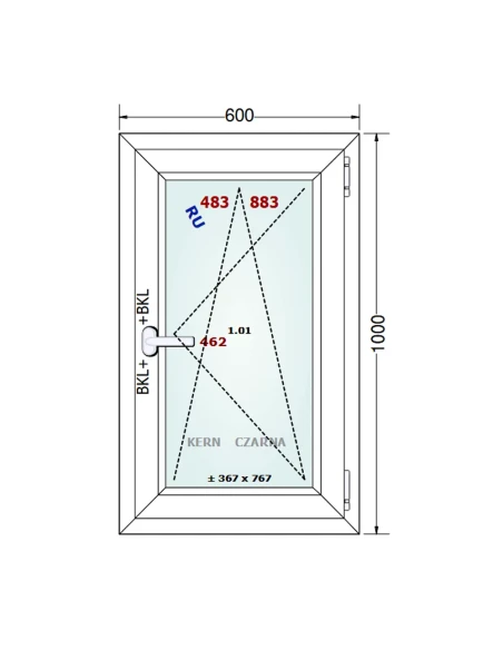 Kunststofffenster PVC Fenster 60x100 cm DREH/KIPP Gealan S 8000