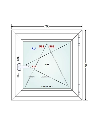 Kunststofffenster PVC Fenster 70x70 cm DREH/KIPP Gealan S 8000