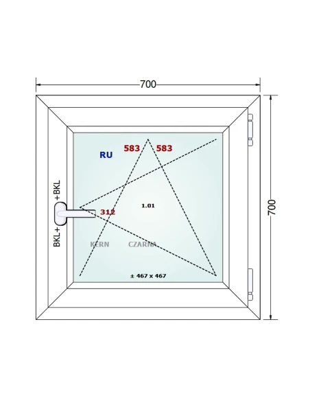 Kunststofffenster PVC Fenster 70x70 cm DREH/KIPP Gealan S 8000