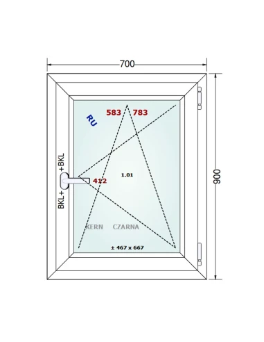 Kunststofffenster PVC Fenster 70x90 cm DREH/KIPP Gealan S 8000
