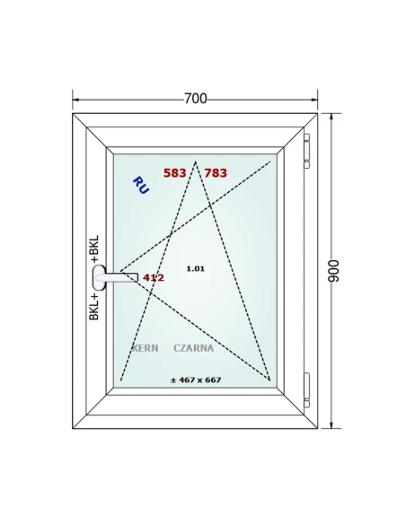 Kunststofffenster PVC Fenster 70x90 cm DREH/KIPP Gealan S 8000