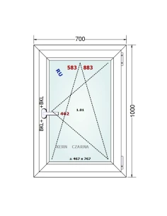 Kunststofffenster PVC Fenster 70x100 cm DREH/KIPP Gealan S 8000 2